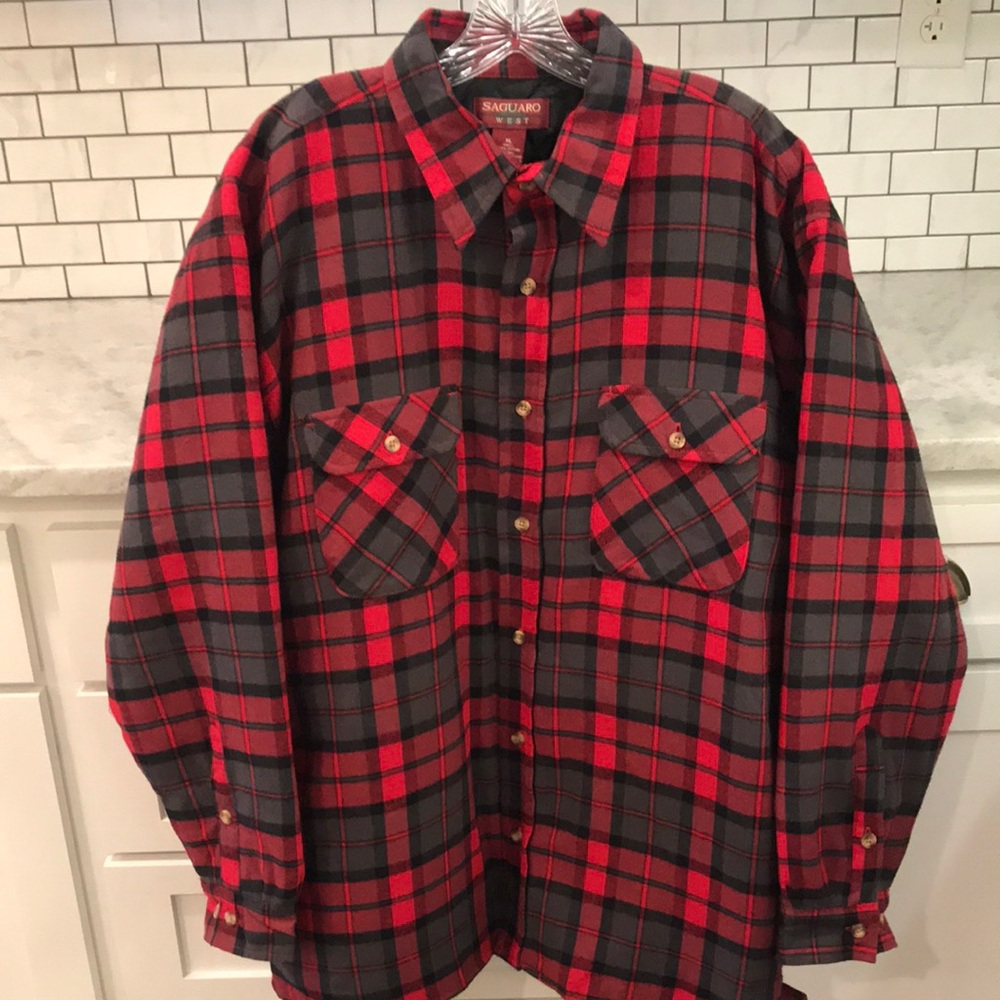 Saguaro West Shirt Mens XL Red Flannel Quilted Shacket Jacket Gorpcore Hiking